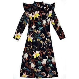H&M Dress Women's 2 Mandarins Collar Floral Long Maxi